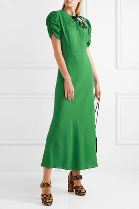 Miu Miu Embellished Crepe Midi Dress - Green