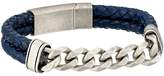 Thumbnail for your product : Steve Madden Stainless Steel Curb Chain w/ Blue Braided Leather Bracelet Bracelet