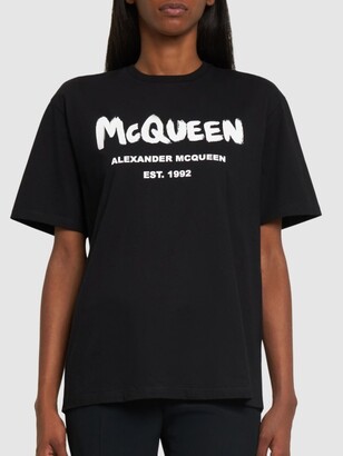 Alexander McQueen Oversize printed cotton t-shirt