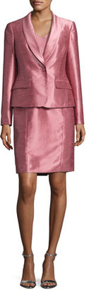 Albert Nipon Satin Single-Button Jacket w/ Dress, Pink