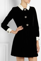 Thumbnail for your product : Saint Laurent Silk-trimmed embellished velvet mini dress