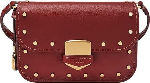 Fossil Lennox Small Flap Crossbody Women's Handbags Scarlet, Leather