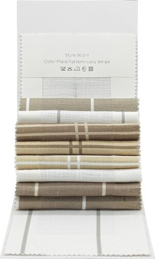 LuxDrapeSiennaPlaidandStripedLinenCurtainFabricSampleBooklet,FabricColorSwatches,11Colors,1KitforKidsRoom