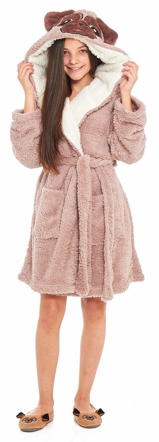 Slumber Hut® Girls Pug Dog or Raccoon Fleece Dressing Gown