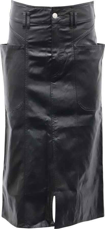 Etoile Isabel Marant Midi Skirt in Black Polyurethane