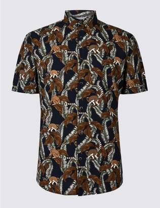 Marks and Spencer Slim Fit Lemur Print Shirt