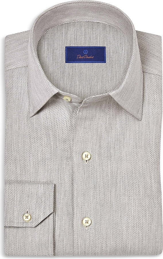 David Donahue Cashmere Blend Twill Solid Sport Shirt