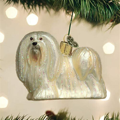 Old World Christmas Lhaso Apso Glass Blown Hanging Figurine Ornament