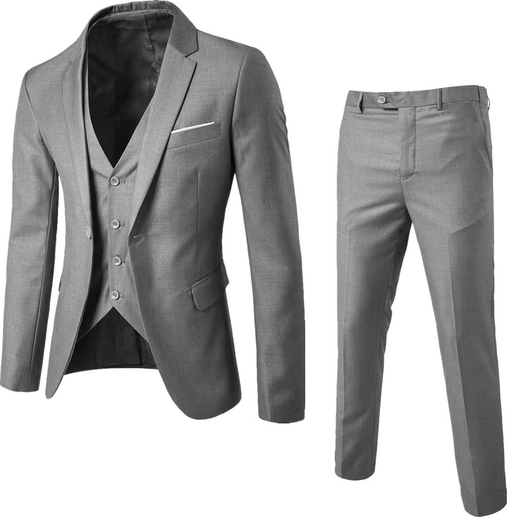 Generic Men’s Suit Slim 3 Piece Suit Business Wedding Party Jacket Vest ...