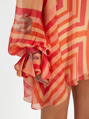 Katie Eary Geo-print Silk-chiffon Dress - Red Multi