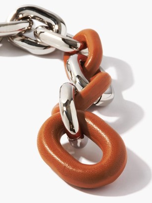 Paco Rabanne Xl Link Metal And Leather Bracelet - Orange