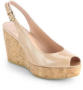 Thumbnail for your product : Stuart Weitzman Jean Patent Leather Slingback Wedge Pumps