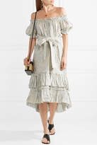 Thumbnail for your product : Zimmermann Helm Off-the-shoulder Tiered Printed Linen Dress