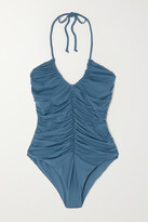Thumbnail for your product : Marysia Swim Hasell Ruched Halterneck Swimsuit - Blue