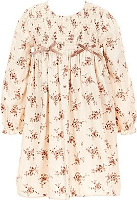 Little Girls Long-Sleeve Ditsy-Floral Empire-Waist Dress