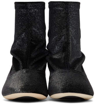 Repetto Black Glitter Velvet Ingrid Boots
