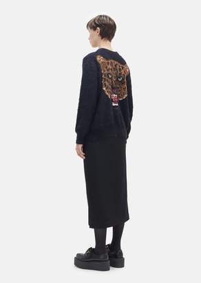 Junya Watanabe Mohair Intarsia Leopard Sweater Black x Brown Size: Small