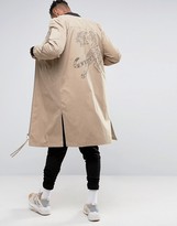 Thumbnail for your product : ASOS Extreme Longline Bomber Jacket With Tiger Print In Stone