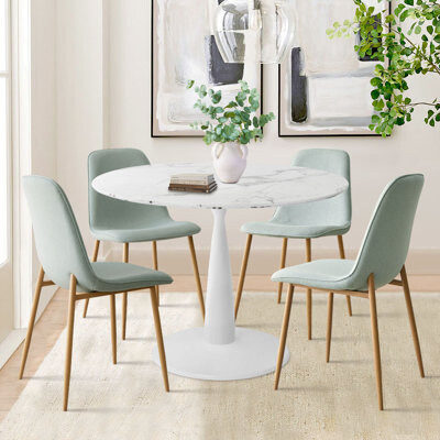 Folmar 4 - Person Dining Table Sets With 40'' Round Table & 4 Upholstered Fabric Chairs