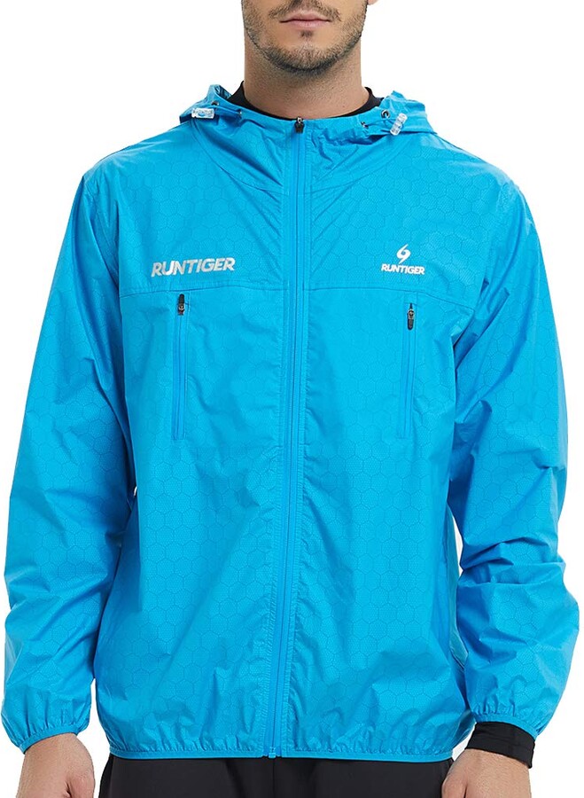 RUNTIGER Running Jacket Men Waterproof with Hood Lightweight Active