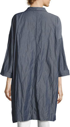 Eileen Fisher Textured Organic Cotton Steel Coat