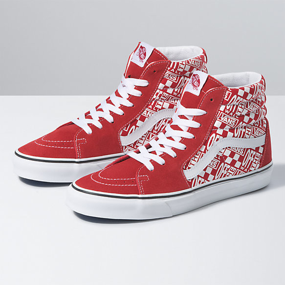 vans red and white high tops