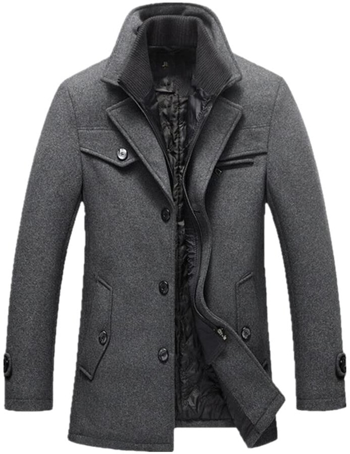 N\P Winter Jacket Men Long Wool Coats Overcoat Casual Slim Palto ...