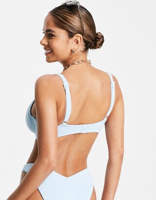 ASOS DESIGN fuller bust mix and match deep band plunge bikini top in white  - ShopStyle Two Piece Swimsuits