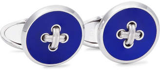 Dunhill Button Sterling Silver Enamel Cufflinks - Men - Silver