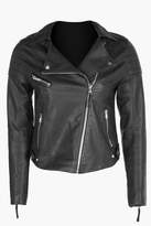 Thumbnail for your product : boohoo Petite Quilted Sleeve PU Biker Jacket