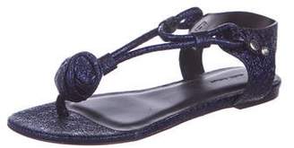 Isabel Marant Metallic Textured Leather Strap Sandals