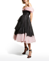 Thumbnail for your product : Alexander McQueen Off-Shoulder Dip-Dye Organza Midi Dress