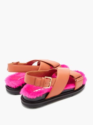 Marni Bi-colour Shearling-fussbett Slingback Sandals - Tan