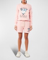 Thumbnail for your product : Casablanca Swan Par Avion Logo Embroidered Sweat Shorts