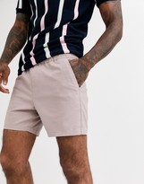 Thumbnail for your product : ASOS DESIGN DESIGN skinny shorter chino shorts with elastic waist in warm pink
