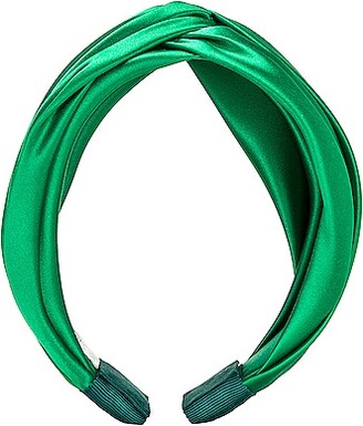 Jennifer Behr Twist Satin Headband in Green