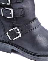 Thumbnail for your product : Bronx Black Leather Silver Detail Biker Boots