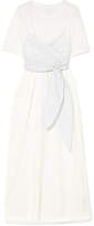Thumbnail for your product : MM6 MAISON MARGIELA Pinstriped Poplin-paneled Cotton-jersey Maxi Dress