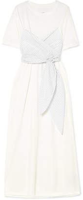 MM6 MAISON MARGIELA Pinstriped Poplin-paneled Cotton-jersey Maxi Dress