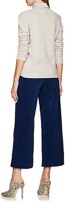 Care Label Women's Cotton Corduroy Crop Wide-Leg Trousers - Blue
