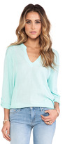 Thumbnail for your product : Michael Stars Long Sleeve Voile Mix Split Neck Top