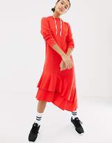 Thumbnail for your product : Noisy May hoodie dress with asymmetric hem in red