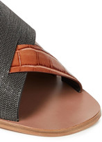 Thumbnail for your product : Brunello Cucinelli Bead-embellished Croc-effect Leather Slides