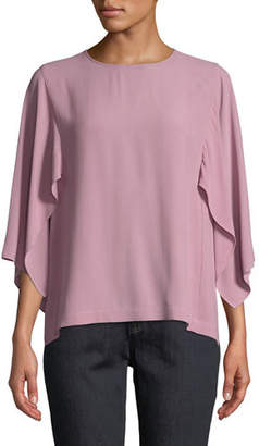 Eileen Fisher Plus Size Cape-Sleeve Silk Top