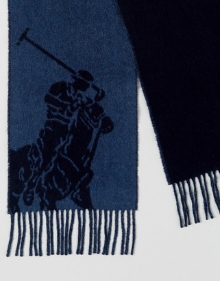 Polo Ralph Lauren Reversible Scarf In Wool Blend With Large Logo