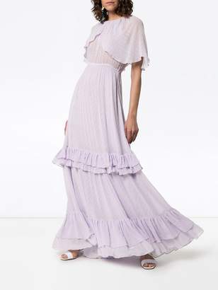 By Ti Mo Short-Sleeved Tiered Maxi Dress