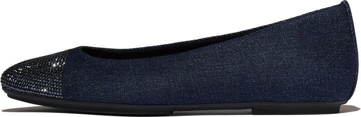 FitFlop DELICATO Crystal Cap-Toe Denim Ballerinas Polyester-Cotton
