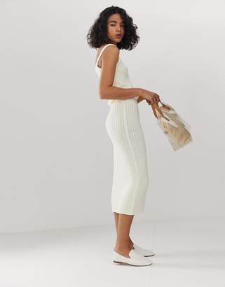 ASOS Design DESIGN co-ord textured knit midi skirt