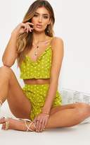 Thumbnail for your product : PrettyLittleThing Lime Polka Dot Frill Trim Bralet