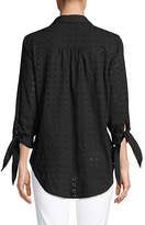Thumbnail for your product : Isaac Mizrahi IMNYC Eyelet Cotton Button-Down Shirt